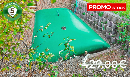 Citerne souple 3000 litres. Etroite (6.25m x 1.48m x 0.5m) - Garantie 5 ans