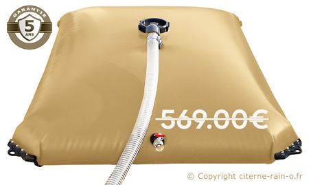Citerne souple 7000 litres - Couleur SABLE. Etroite (8.13m x 2.21m x 0.6m) - Garantie 5 ans
