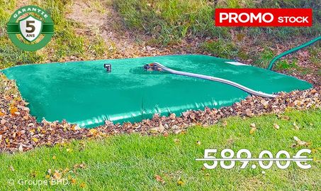 Citerne souple 7000 litres. Carrée (3.69m x  3.69m x 0.8m) - Garantie 5 ans