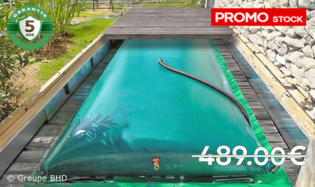 Citerne souple 5000 litres. Etroite (10.46m x 1.48m x 0.5m) - Garantie 5 ans