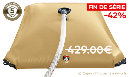 Citerne souple 3000 litres - Couleur SABLE. Etroite (6.25m x 1.48m x 0.5m) - Garantie 5 ans