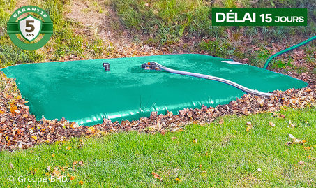 Citerne souple 8000 litres. Etroite (9.3m x 2.21m x 0.6m) - Garantie 5 ans